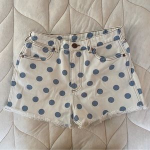 Billabong Wrangler Showdown Denim Shorts in blue polka dot